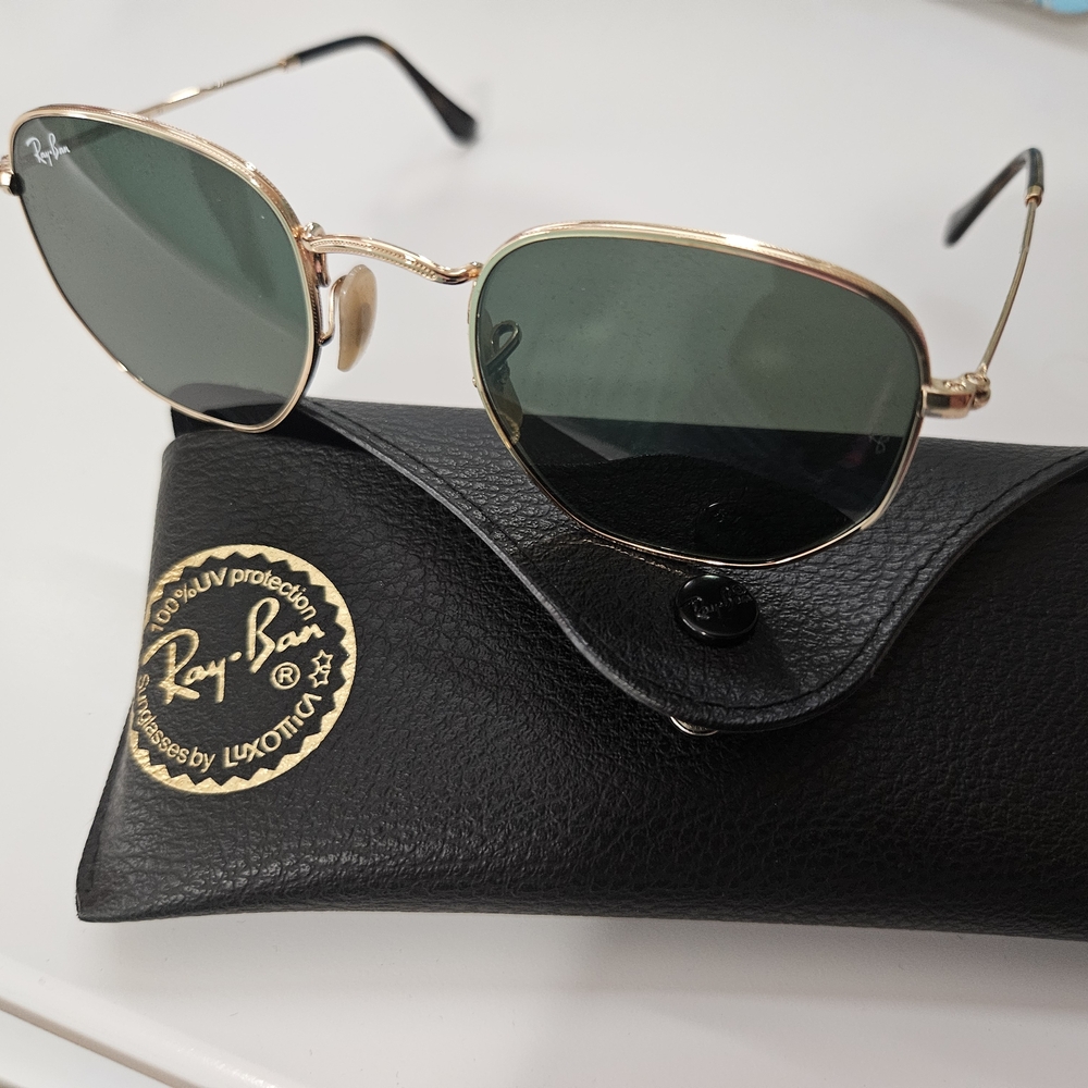 Ray-Ban Gold Frame Sunglasses with Black Lenses